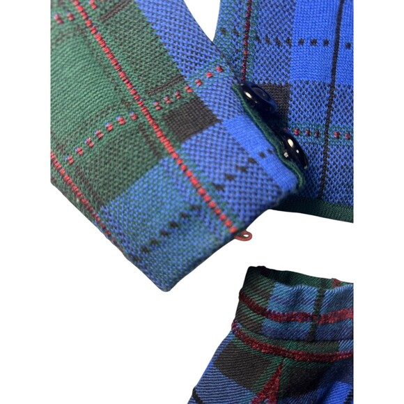 Carlisle Sport Vintage Blazer Sweater Skirt Set Button Plaid Textured Silk Wool - Picture 8 of 16